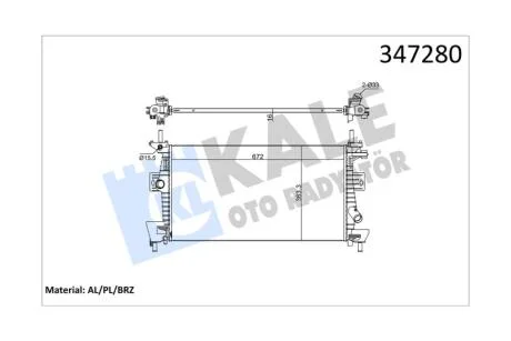 Радиатор охлаждения двигателя (паяный) Ford Focus III (11-) 1.6i, 2.0 GDi KALE OTO RADYATOR Kale 347280