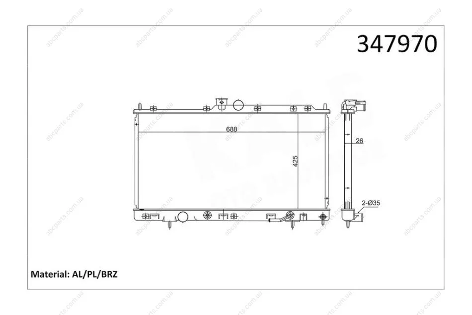 Радиатор охлаждения двигателя (паяный) Mitsubishi Outlander (03-) АКПП 2.4i KALE OTO RADYATOR Kale 347970 (фото 1)