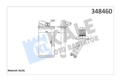 Радіатор отопителя Renault Laguna (01-) KALE OTO RADYATOR Kale '348460