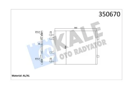 Радіатор кондиціонера (560x454x16) Renault Trafic II/Opel Vivaro/Nissan Primastar (06-) 2.0 dCi KALE OTO RADYATOR Kale 350670