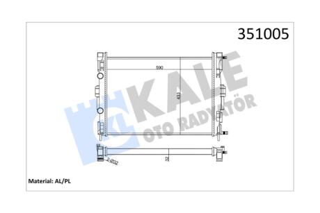 Радиатор охлаждения двигателя Renault Megane II, Scenic II, Grand Scenic II (03-) OTO RADYATOR Kale 351005