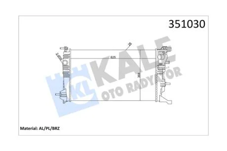 Радіатор охолодження двигуна (паяний) Renault Megane III (09-), ScenIc III (09-) (ver. Valeo) 1.2 Tce, 1.4 Tce, 1.5 dCi KALE OTO RADYATOR Kale '351030
