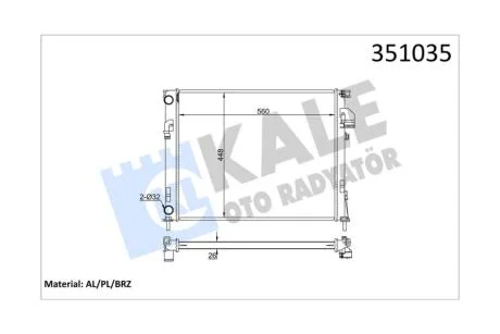 Радіатор охолодження двигуна (паяний) Renault Trafic II/Opel Vivaro/Nissan Primastar (02-) 1.9 DCi, 2.0 16V KALE OTO RADYATOR Kale '351035