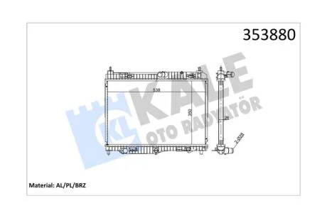 Радиатор охлаждения двигателя (паяный) Ford Fiesta (09-), B-Max (12-), Transit Courier (14-) 1.0 EcoBoost KALE OTO RADYATOR Kale 353880