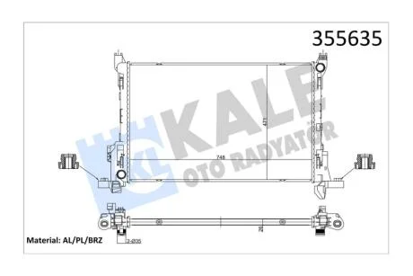 Радиатор охлаждения двигателя (паяный) Renault Trafic III/Opel Vivaro B (15-)/Nissan NV300/Fiat Talento (17-) KALE OTO RADYATOR Kale '355635