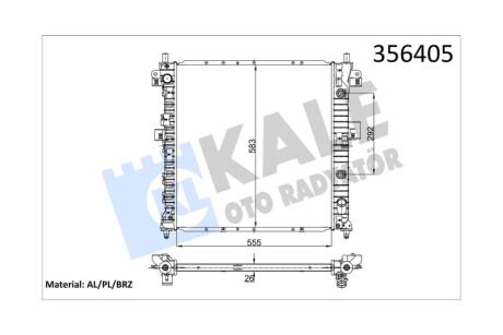 Радіатор охолодження двигуна (паяний) SsangYong Kyron (05-), Actyon (11-) АКПП 2.0 XDi, 2.7 XDi OTO RADYATOR Kale '356405