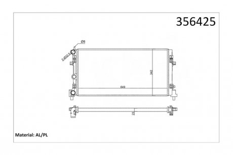 Радіатор охолодження Audi A1, Seat Ibiza IV, Ibiza IV Sportcoupe OTO RADYATOR Kale 356425