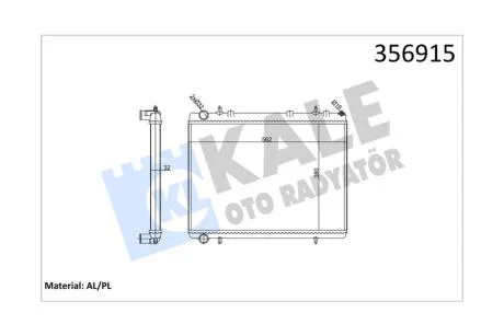 Радиатор охлаждения двигателя Citroen C4 (04-)/Peugeot 307 (03-) 1.6 HDi, 2.0i KALE OTO RADYATOR Kale '356915
