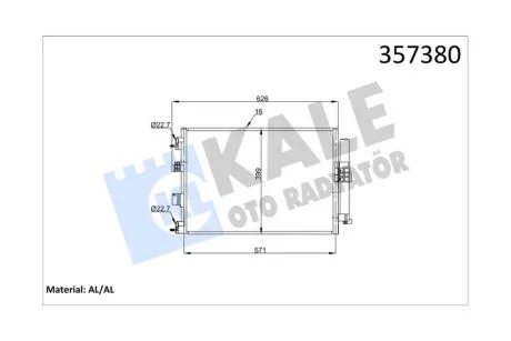 Радіатор кондиціонера Ford Focus III (10-), C-Max (11-), Kuga (15-), Transit Connect (11-) 1.0 EcoBoost 1.5, 1.6 TDCi KALE OTO RADYATOR Kale '357380