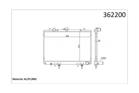 Радиатор охлаждения двигателя (паяный) Mitsubishi L200 (97-) 2.5D OTO RADYATOR Kale 362200