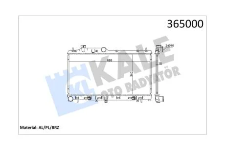 Радіатор охолодження двигуна (паяний) Subaru Impreza (07-), Legacy (04-), XV (12-) 1.5i, 1.6i, 2.0i, 2.5i KALE OTO RADYATOR Kale '365000