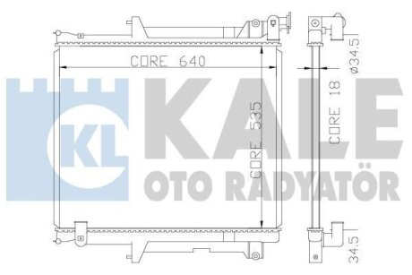 Радіатор охолодження двигуна (паяний) Mitsubishi L200 (05-) 2.5Di-D OTO RADYATOR Kale '370400