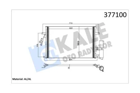 Радиатор кондиционера Chevrolet Lacetti (03-)/Daewoo Nubira (05-) KALE OTO RADYATOR Kale 377100