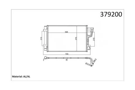 Радіатор кондиціонера Hyundai Elantra, i30/KIA Ceed (568X391X16) (06-12) 1.4, 1.6, 2.0 CVVT KALE OTO RADYATOR Kale 379200