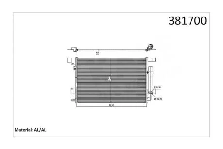 Радіатор кондиціонера Mitsubishi ASX (09-), Lancer (08-), Outlander II (06-)/Citroen C4 Aircross (12-) KALE OTO RADYATOR Kale 381700