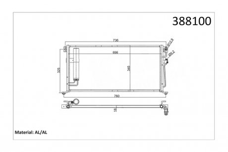 Радиатор кондиционера Mitsubishi Lancer VI, Lancer VII OTO RADYATOR Kale 388100