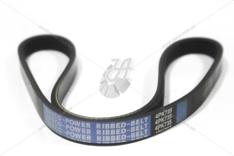 Ремень кондиціонера Матіз 0,8/Spark без ГПК (4PK735) (поликлін) (96569402) KAP KAP (KoreaAutoParts) 'KG1100013