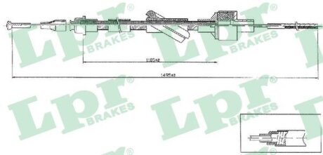 Трос зчеплення Ford Transit (94-00) (L=1495/1105mm) LPR 'C0103C