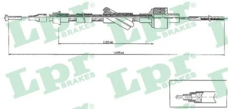 Трос зчеплення Ford Transit (94-00) (L=1495/1105mm) (C0103C) LPR 'C0103C