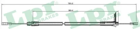 Трос ручника правий MB E-Class (W210) (L=1030/810mm) (C0434B) LPR 'C0434B