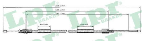 Трос ручника Citroen C4 I/ Peugeot 307 (L=2115/1315mm) LPR 'C0621B