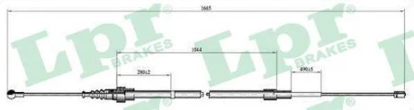 Трос ручника Skoda Fabia (I,II)/ VW Polo IV (L=1640/1045mm) (C0808B) LPR 'C0808B