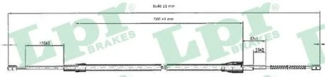 Трос ручника Skoda Octavia I (L=1620/960mm) (C0812B) LPR 'C0812B