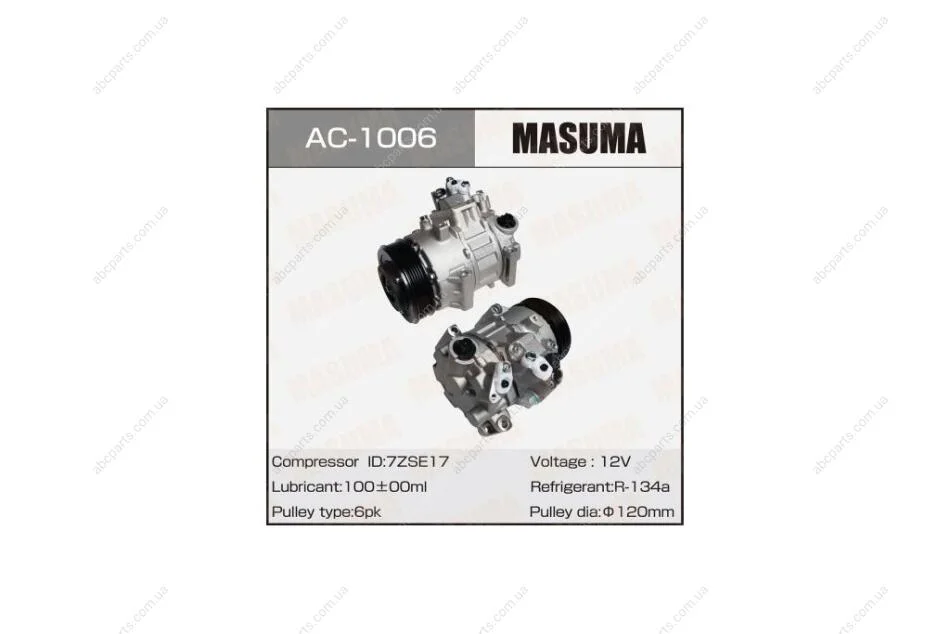 Компрессор кондиционера Toyota RAV4, CAMRY / ASA33L, ASV50L.RUS / 2AZFE, 2ARFE (AC1006) MASUMA 'AC1006 (фото 1)