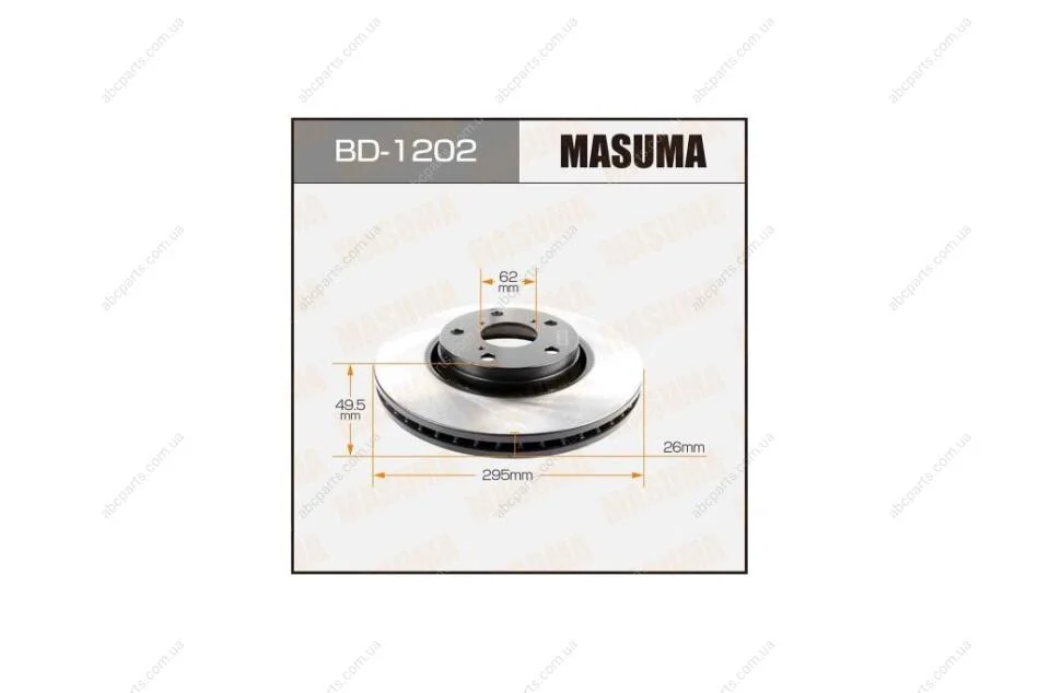 Диск гальмівний передній (кратно 2) Toyota Auris (06-), Avensis (11-) (BD-1202) MASUMA BD1202 (фото 1)