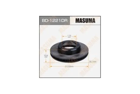 Диск тормозной передний перфорированный LAND CRUISER/ HDJ101, UZJ100 RH (BD-1221DR) MASUMA 'BD-1221DR