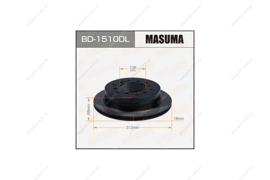 Диск тормозной задний перфорированный LAND CRUISER/ KDJ90L LH (BD-1510DL) MASUMA 'BD1510DL (фото 1)