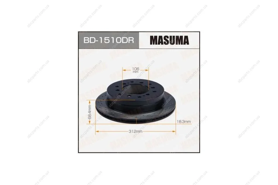 Диск тормозной задний перфорированный LAND CRUISER/ KDJ90L RH (BD-1510DR) MASUMA 'BD1510DR (фото 1)