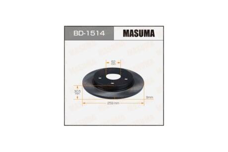 Диск гальмівний задній (кратно 2) COROLLA, AURIS/NRE150L, ZZE150L (BD-1514) MASUMA 'BD1514