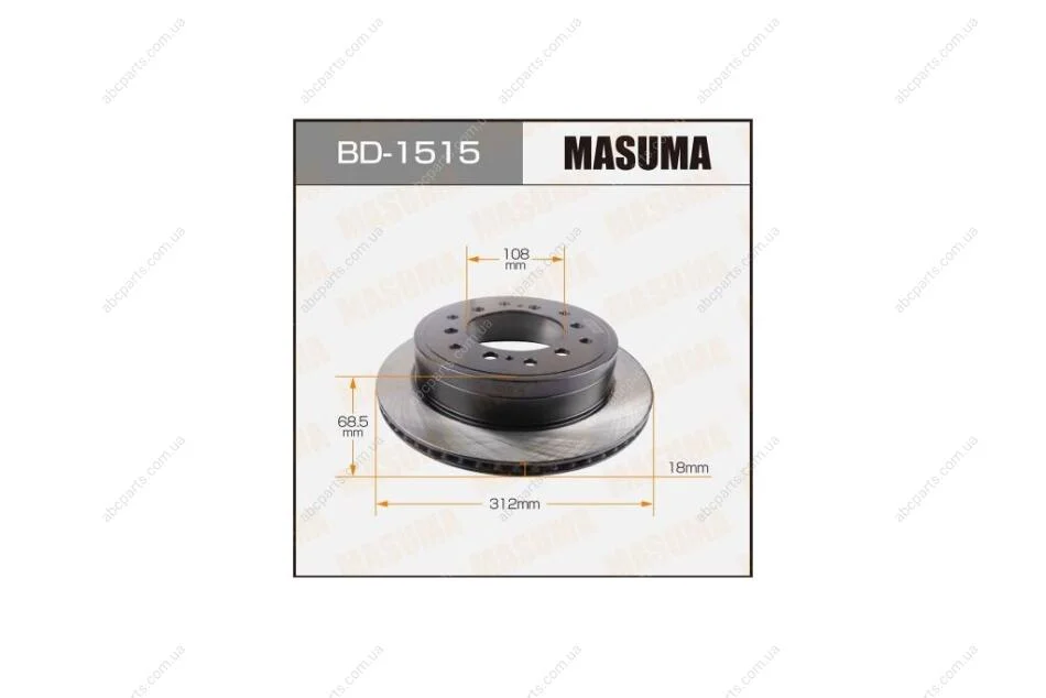 Диск гальмівний задній (кратно 2) Lexus GX460 (09-)/ Toyota Land Cruiser Prado (09-) (BD-1515) MASUMA BD1515 (фото 1)