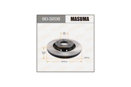 Диск гальмівний передній (кратно 2) Mitsubishi Outlander (03-), Outlander PHEV (13-) (BD-3206) MASUMA BD3206