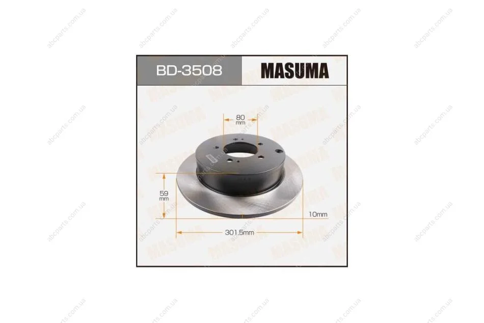 Диск гальмівний задній (кратно 2) Mitsubishi Lancer, Outlander (07-12) (BD-3508) MASUMA BD3508 (фото 1)