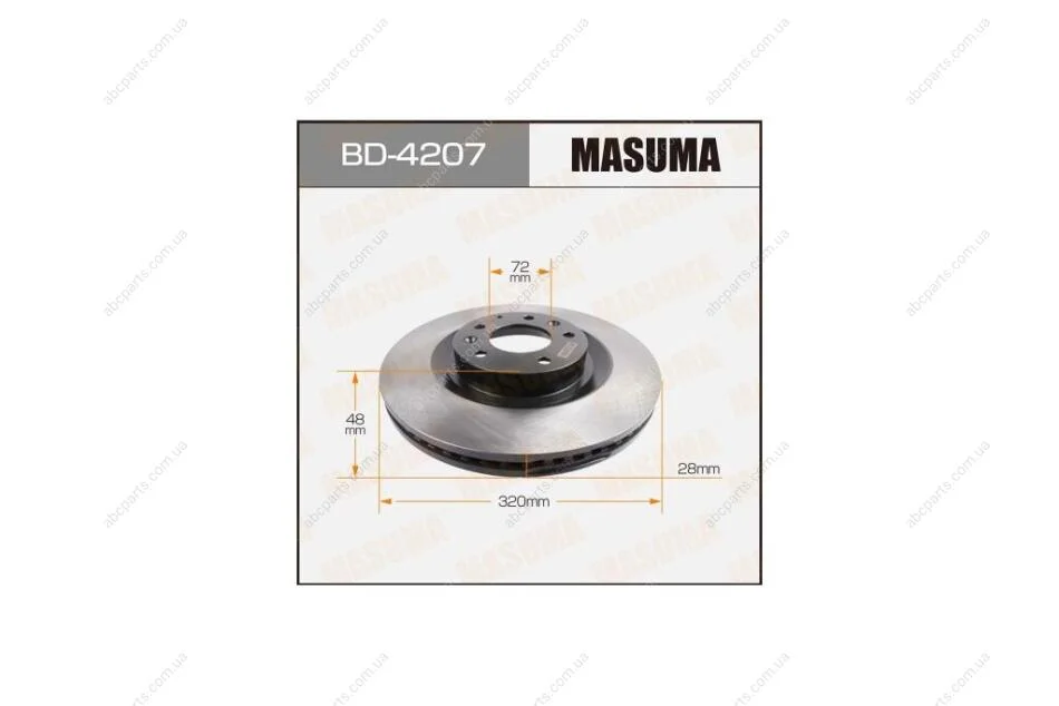 Диск гальмівний передній (кратно 2) Mazda CX-7, CX-9 (07-12) (BD-4207) MASUMA BD4207 (фото 1)