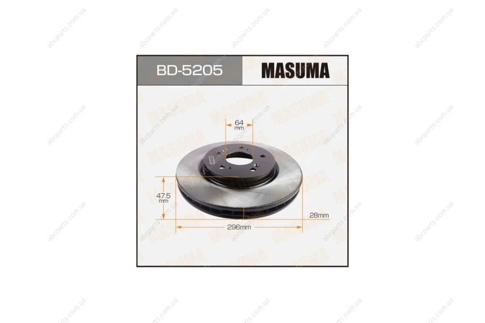Диск гальмівний передній (кратно 2) Honda CR-V (07-) (BD-5205) MASUMA BD5205 (фото 1)