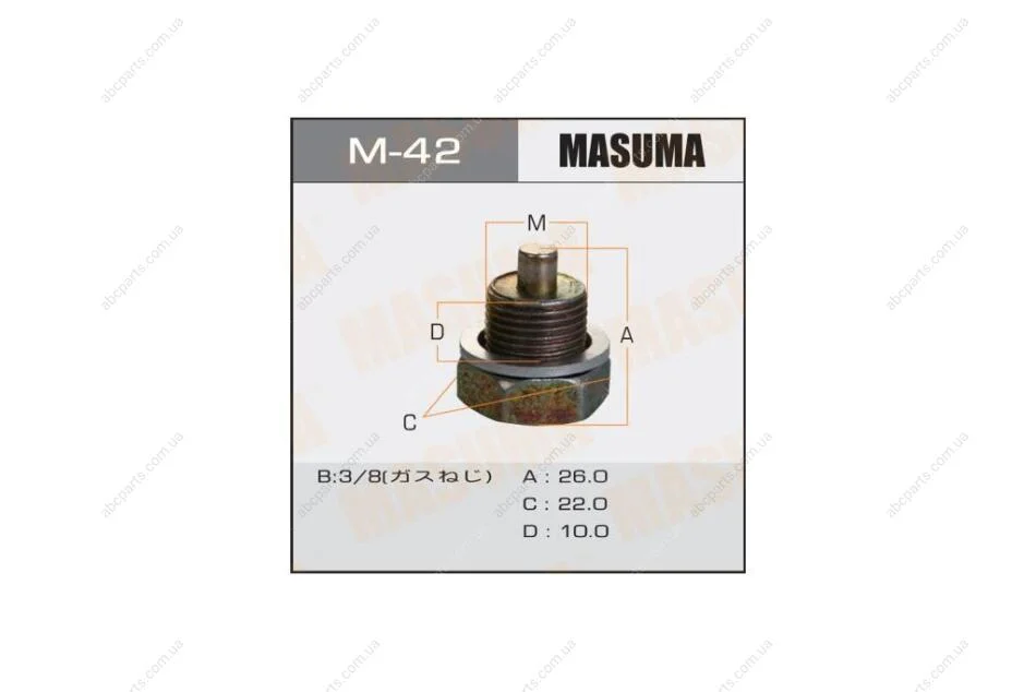 Пробка зливна піддону (з шайбою 3/8) Nissan (M-42) MASUMA M42 (фото 1)
