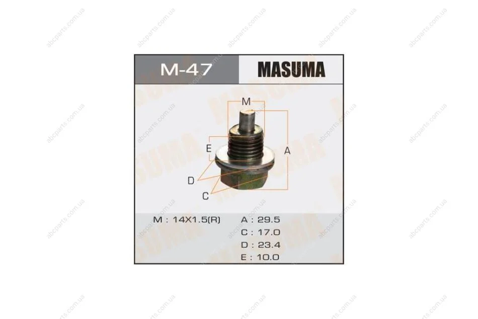 Пробка зливна піддону (з шайбою 14х1.5mm) Honda (M-47) MASUMA M47 (фото 1)