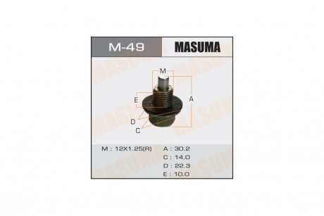 Пробка сливная поддона (с шайбой 12х1.25mm) Subaru/ Toyota (M-49) MASUMA M49