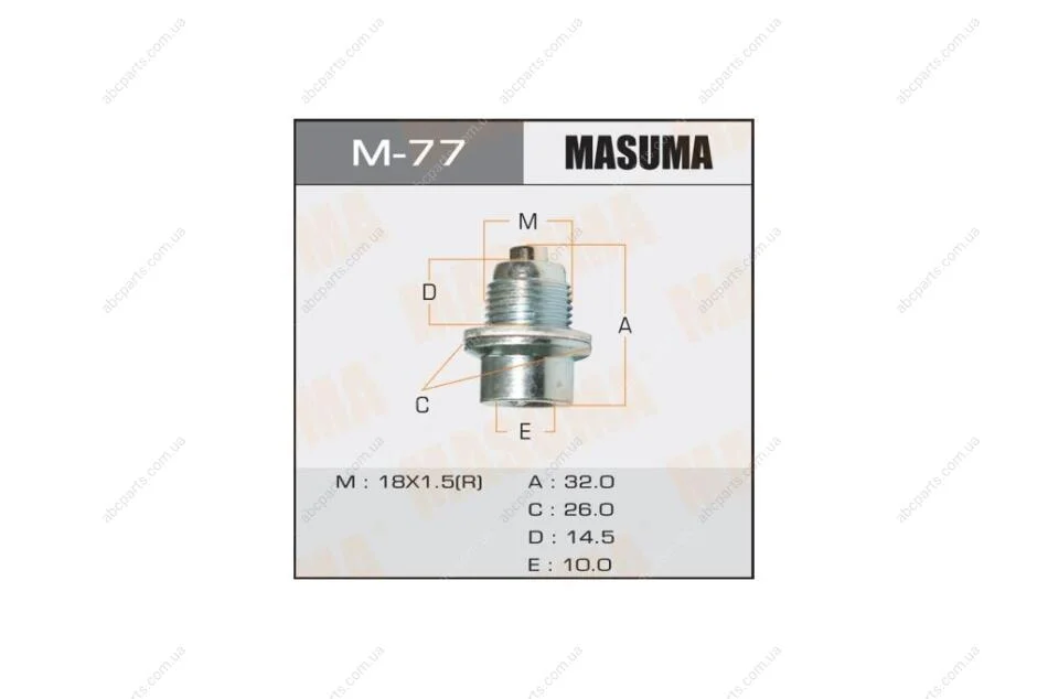 Пробка зливна піддону АКПП (M-77) MASUMA M77 (фото 1)