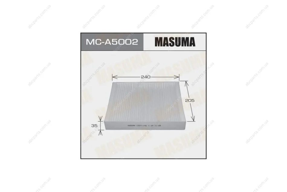 Фильтр салона AC9205 CHEVROLET/ CRUZE/ V1600V1800V2000 09- (MC-A5002) MASUMA MCA5002 (фото 1)