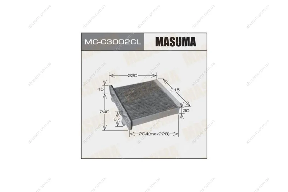 Фільтр салону AC3504 вугільний PAJERO MONTERO/ V87W, V88W, V93W, V98W (MC-C3002CL) MASUMA MCC3002CL (фото 1)