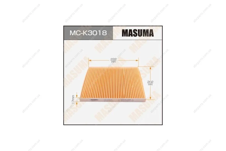 Фільтр салону AC-003 HYUNDAI/TUCSON/ V2000 V2700 04-06 (MC-K3018) MASUMA MCK3018 (фото 1)