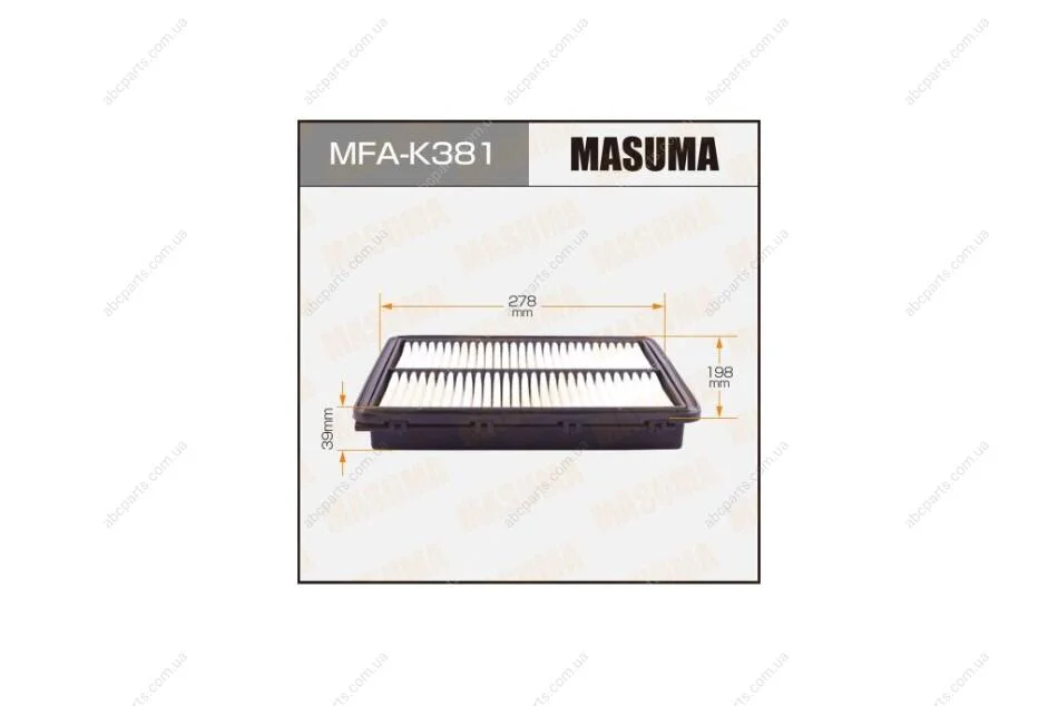 Фільтр повітряний A0702 LHD KIA OPTIMA HYUNDAI SONATA 14- (MFA-K381) MASUMA MFAK381 (фото 1)