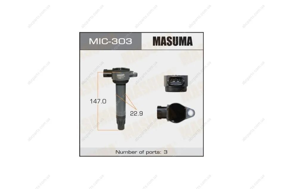 Котушка запалювання Mitsubishi ASX, Lancer 1.8, 2.0 (-17), Outlander 2.0, 2.4, 3.0 (08-) (MIC-303) MASUMA MIC303 (фото 1)