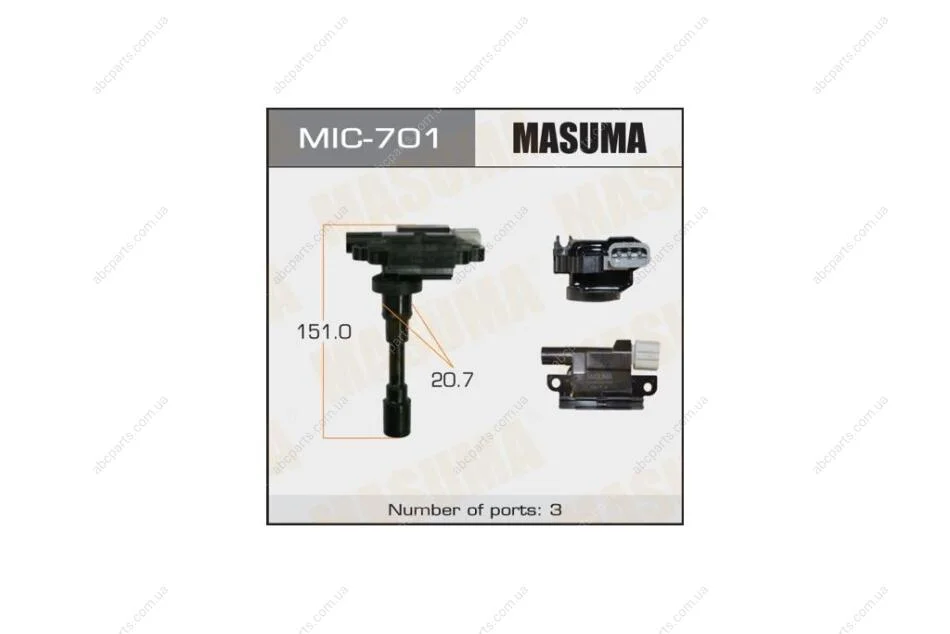 Котушка запалювання Suzuki Swift, SX4 1.5, 1.6 (-16) (MIC-701) MASUMA MIC701 (фото 1)