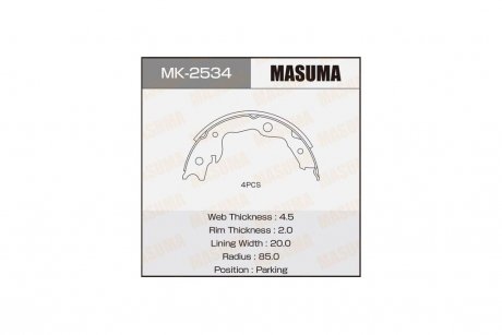 Колодки тормозные барабанная стояночного тормоза Toyota RAV4 (05-) MASUMA MK2534