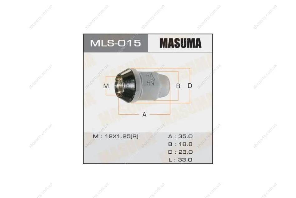Гайка колеса 12x1.25 / під ключ = 19 мм (MLS-015) MASUMA MLS015 (фото 1)